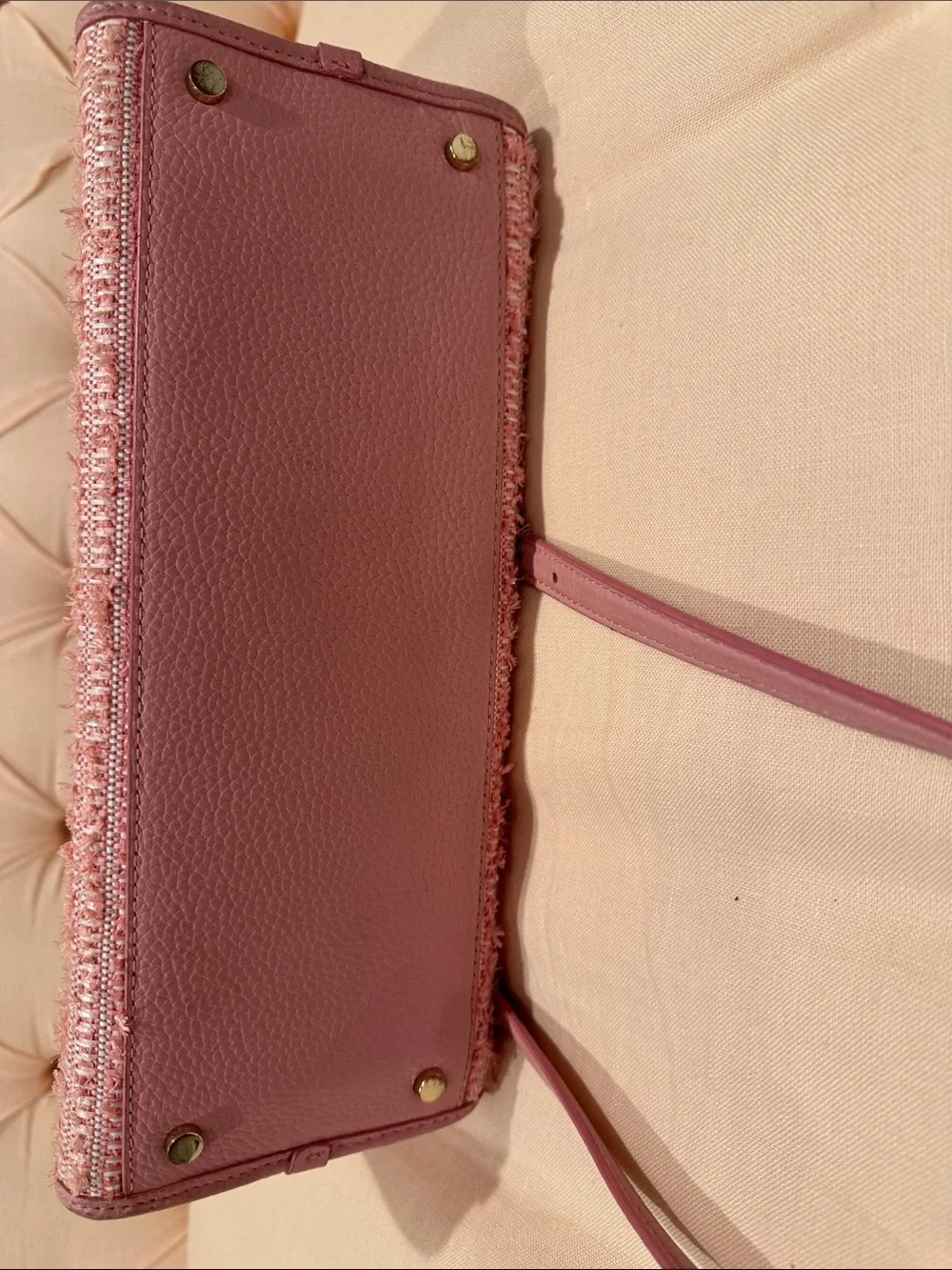 kate spade Pink Tweed Satchel with Tassel